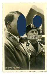 III. Reich - Propaganda-Postkarte - " Adolf Hitler - Benito Mussolini - Der Führer und der Duce - Die Garanten des Friedens "