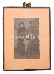 Preußen 1. Weltkrieg Gerahmte Fotografie eines Soldaten mit seiner Familie