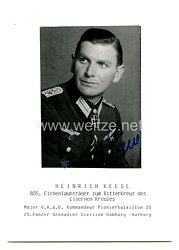 Heer - Nachkriegsunterschrift von Ritterkreuzträger Heinrich Keese