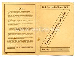 Reichsarbeitsdienst W.J. - Freistellungsschein