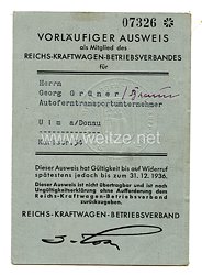 Reichskraftwagen - Betriebverbandes Vorläufiger - Ausweis  