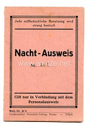 III. Reich Nacht - Ausweis für einen Mann aus dem Dorf Antonoew Gemeinde Kutno ( Polen )  