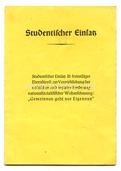 III.Reich Studentischer - Einsatz Versicherungskarte 
