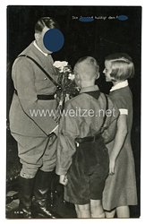 III. Reich - Propaganda-Postkarte - " Adolf Hitler - Die Jugend huldigt dem Führer "