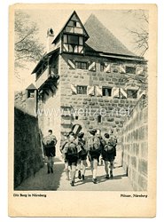 HJ / BDM - Propaganda-Postkarte - " Die Burg in Nürnberg, Plösser Nürnberg "