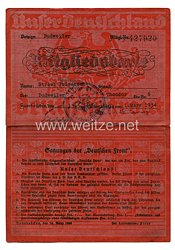 III. Reich - Mitgliedskarte der Deutschen Front - für einen Mann aus Dudweiler 