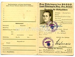 III. Reich - Ausweis für Rückgeführte Gau Thüringen für eine Frau des Jahrgangs 1889 aus Saarbrücken