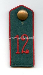 Preußen 1. Weltkrieg Einzel Schulterklappe feldgrau für Mannschaften im Jäger-Regiment zu Pferde Nr. 12