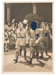 III. Reich - Propaganda-Postkarte - " Die historische Begegnung am 18.6.1940 in München - Ankunft " ( Mussolini / Hitler )