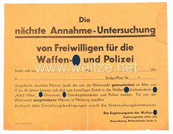 Waffen-SS Werbeplakat für die Aufnahmeuntersuchung von Kriegsfreiwillige