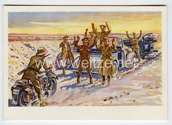 Wehrmacht - farbige Propaganda-Postkarte - "Wüstenkrieg in Nord-Afrika"