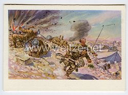 Wehrmacht - farbige Propaganda-Postkarte - "Wüstenkrieg in Nord-Afrika"