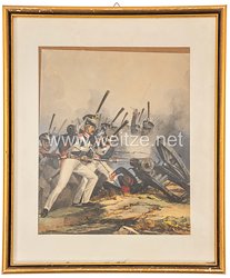 Preußen gerahmte kolorierte Lithographie "Kaiser Franz Grenadier Regiment"