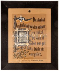 Deutsches Reich 1. Weltkrieg Gedenk-Bild "Auf dem Felde der Ehre fürs Vaterland gefallen"