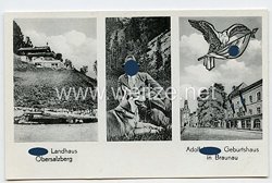 III. Reich Propaganda-Postkarte - " Hitlers Landhaus Obersalzberg, Adolf Hitlers Geburtshaus in Braunau "