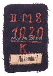 Kaiserliche Marine Etikett aus einer Paradejacke des Matrosen "Hökendorf"