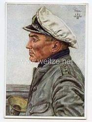 Kriegsmarine - Willrich farbige Propaganda-Postkarte - Kapitänleutnant Günther Prien, der Held von Scapa Flow