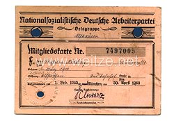 NSDAP - Ortsgruppe Alphausen - Mitgliedskarte