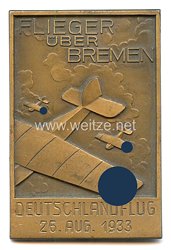 III. Reich Fliegerei: nichttragbare Teilnehmerplakette Deutschlandflug Bremen 1933