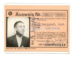 III. Reich AGO Flugzeugwerke G.m.b.h Werks-Personalausweis