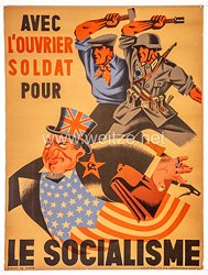 2. Weltkrieg Werbeplakat für belgische freiwillige Arbeiter für das Deutsche Reich "Mit dem Arbeitersoldaten für den Sozialismus"