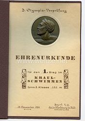Olympiade 1934 - Ehrenurkunde in Urkundenmappe