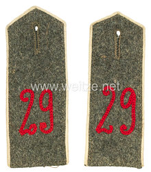 Preußen 1. Weltkrieg Paar Schulterklappen feldgrau für die Bluse Mannschaften im Infanterie-Regiment von Horn (3. Rheinisches) Nr. 29