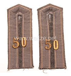 Preußen 1. Weltkrieg Paar Schulterklappen feldgrau für einen Offizier-Stellvertreter 3. Niederschlesischen Infanterie-Regiment Nr. 50
