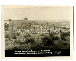 III. Reich Aushangfoto der Deutschen Wochenschau: " Heftige Kampfhandlungen in Nordafrika, Alarm bei einer italienischen Artilleriestellung "