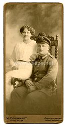 Preußen 1. Weltkrieg Kabinettfoto Gefreiter im Kraftfahr-Bataillon mit seiner Frau