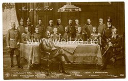 Preußen 1. Weltkrieg Fotopostkarte "Aus großer Zeit" Kaiser Wilhelm im Kreise seiner Heerführer
