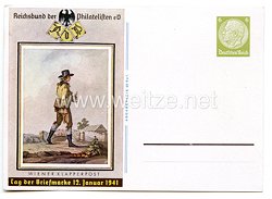 III. Reich - farbige Propaganda-Postkarte - " Reichsbund der Philatelisten e. V., Tag der Briefmarke 12. Januar 1941 "