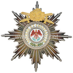 Preussen Roter Adler Orden Bruststern zu 1. Klasse mit Eichenlaub und Schwertern am Ring