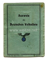 III. Reich - Ausweis der Deutschen Volksliste für eine Mann des Jahrgangs 1907 aus Bromberg
