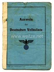 III. Reich - Ausweis der Deutschen Volksliste für eine Frau des Jahrgangs 1909 aus Buchheim, Kreis Wirsitz