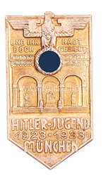 HJ Abzeichen für die Ehrengäste der Feiern zum 10jährigen Bestehen "1923-1933 Hitler-Jugend München - und ihr habt doch gesiegt "