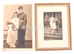 Waffen-SS Hochzeitsfoto,  	SS-Untersturmführer mit Ärmelband " Deutschland "