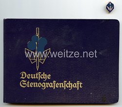 III. Reich - Deutsche Stenografenschaft - Mappe mit Ausweispapieren + Abzeichen