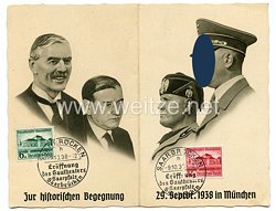 III. Reich - Propaganda-Postkarte - " Zur historischen Begegnung 29. September 1938 in München "