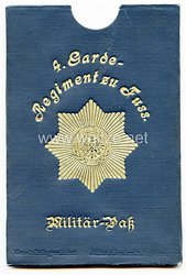 Preußen Hülle für den Militärpass "4. Garde-Regiment zu Fuss."
