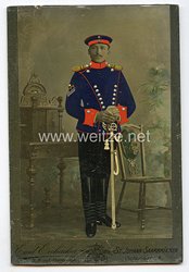 Preußen Teilkoloriertes Kabinettfoto eines Soldaten im Ulanen-Regiment Großherzog Friedrich von Baden (Rheinisches) Nr. 7