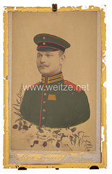 Preußen teilkoloriertes und gerahmtes Foto eines Soldaten im Garde-Schützen-Bataillon