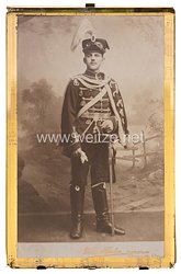 Preußen Gerahmtes Kabinettfoto eines Soldaten im Husaren-Regiment Kaiser Nikolaus II. von Russland (1. Westfälisches) Nr. 8
