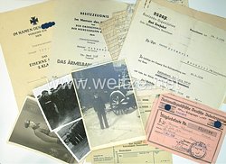 Kriegsmarine - Urkundengruppe und Fotos von einem Obersteuermann des Vorposten Boot 317
