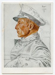 Kriegsmarine - Willrich farbige Propaganda-Postkarte - Unsere U-Boot-Waffe, Ritterkreuzträger Kapitänleutnant Schuhart
