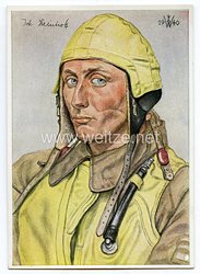 Luftwaffe - Willrich farbige Propaganda-Postkarte - Ritterkreuzträger Oberleutnant Steinhoff