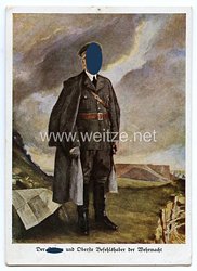 III. Reich - farbige Propaganda-Postkarte - " Adolf Hitler - Der Führer und Oberste Befehlshaber der Wehrmacht " 