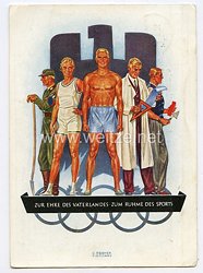 III. Reich - farbige Propaganda-Postkarte - "  Zur Ehre des Vaterlandes, Zum Ruhme des Sports "