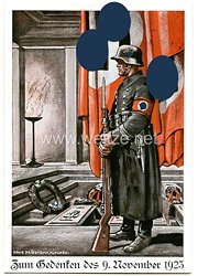 SS - farbige Propaganda-Postkarte - " Zum Gedenken des 9. November 1923 "