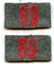 Wehrmacht Heer Paar Überschübe für Schulterklappen Mannschaft Artillerie Regiment "69"
